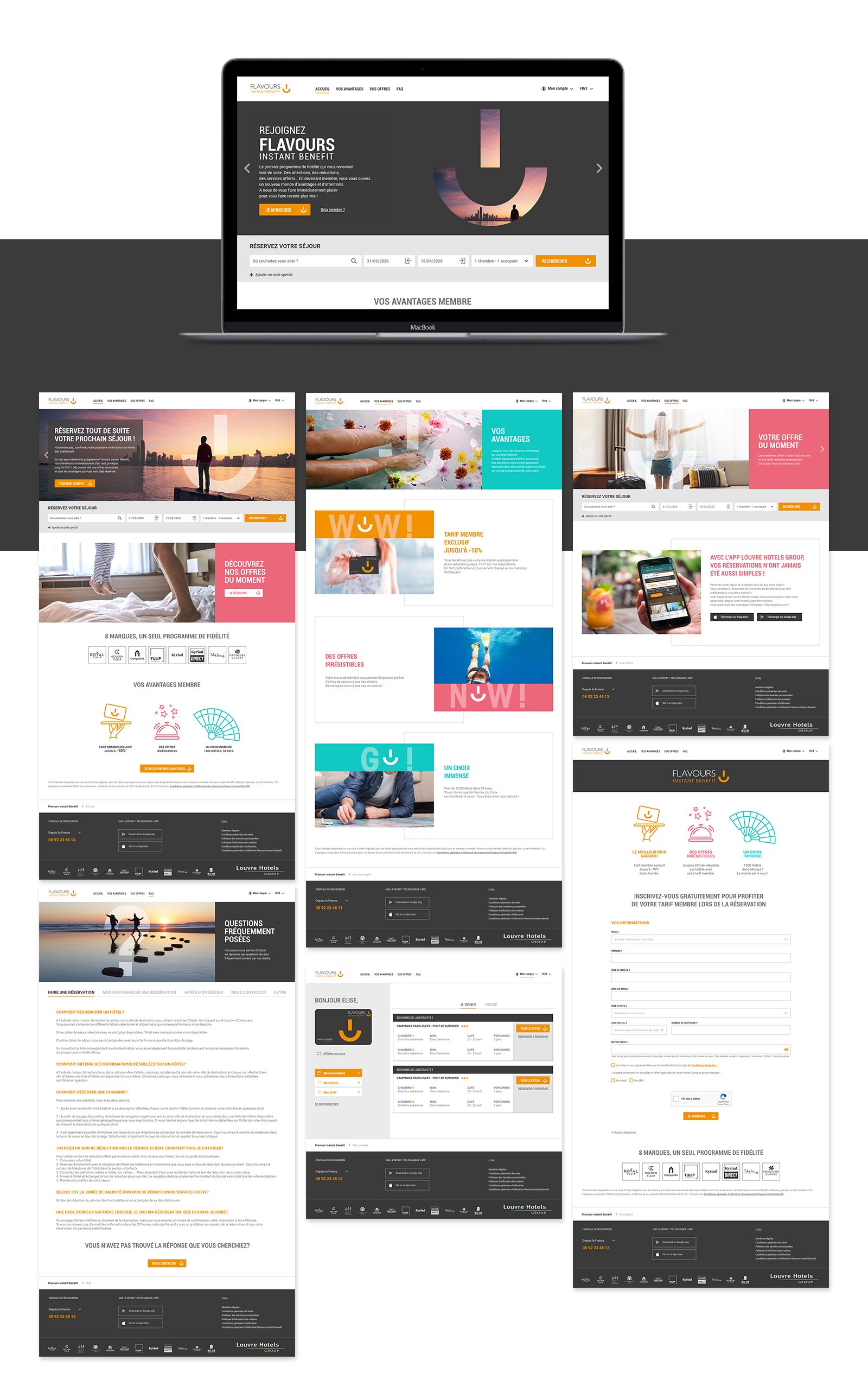 Le site Flavours Instant Benefit sur ordinateur et ses pages