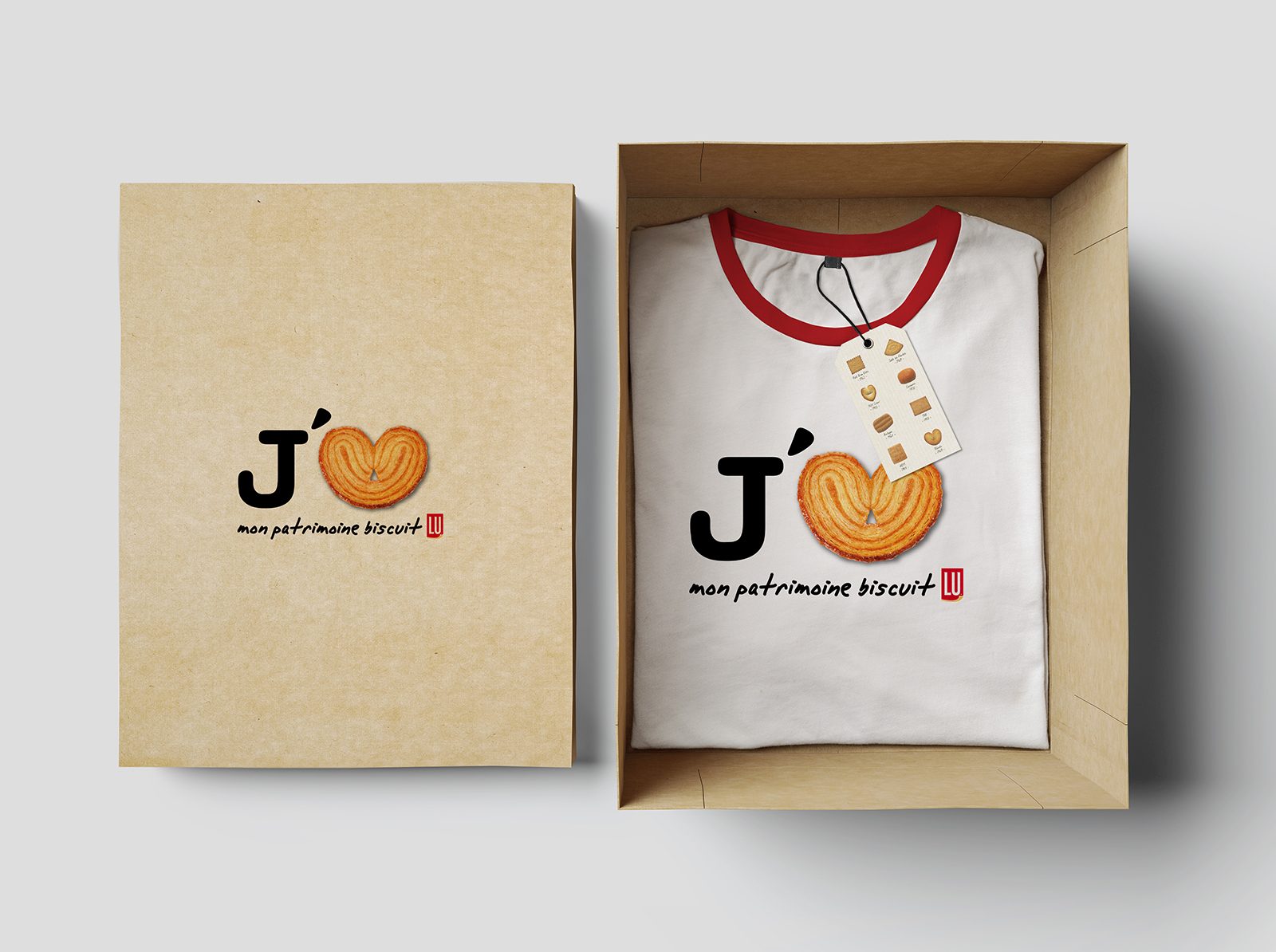 Logo J’aime mon patrimoine biscuit sur t-shirt